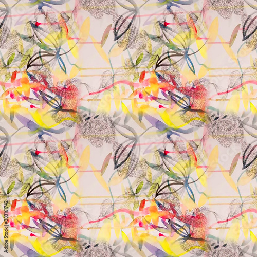 Seamless Shibori pattern, tie dye allover, textile, Shibori allover, dye pattern, watercolour pattern,design Abstract Print