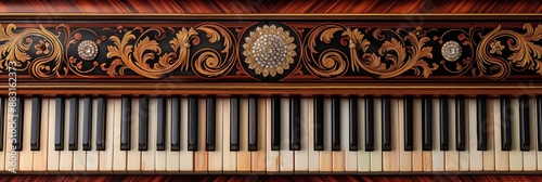 Ornate Piano Keys with Decorative Patterns