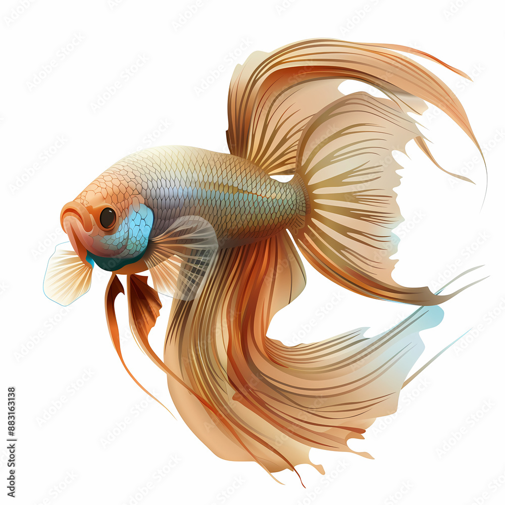 Fototapeta premium 3D fighting fish in white background vector image