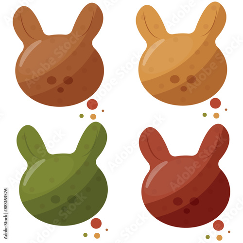 dry cat food pellets in the shape of a rabbit, which means it is a food with the taste of a rabbit, for a variety of design, printing or packaging