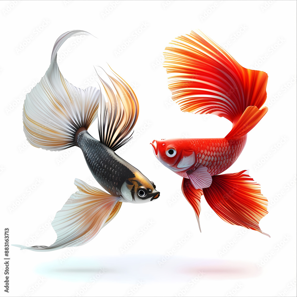 Fototapeta premium 3D fighting fish in white background vector image