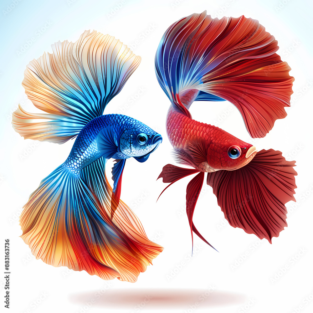 Fototapeta premium 3D fighting fish in white background vector image
