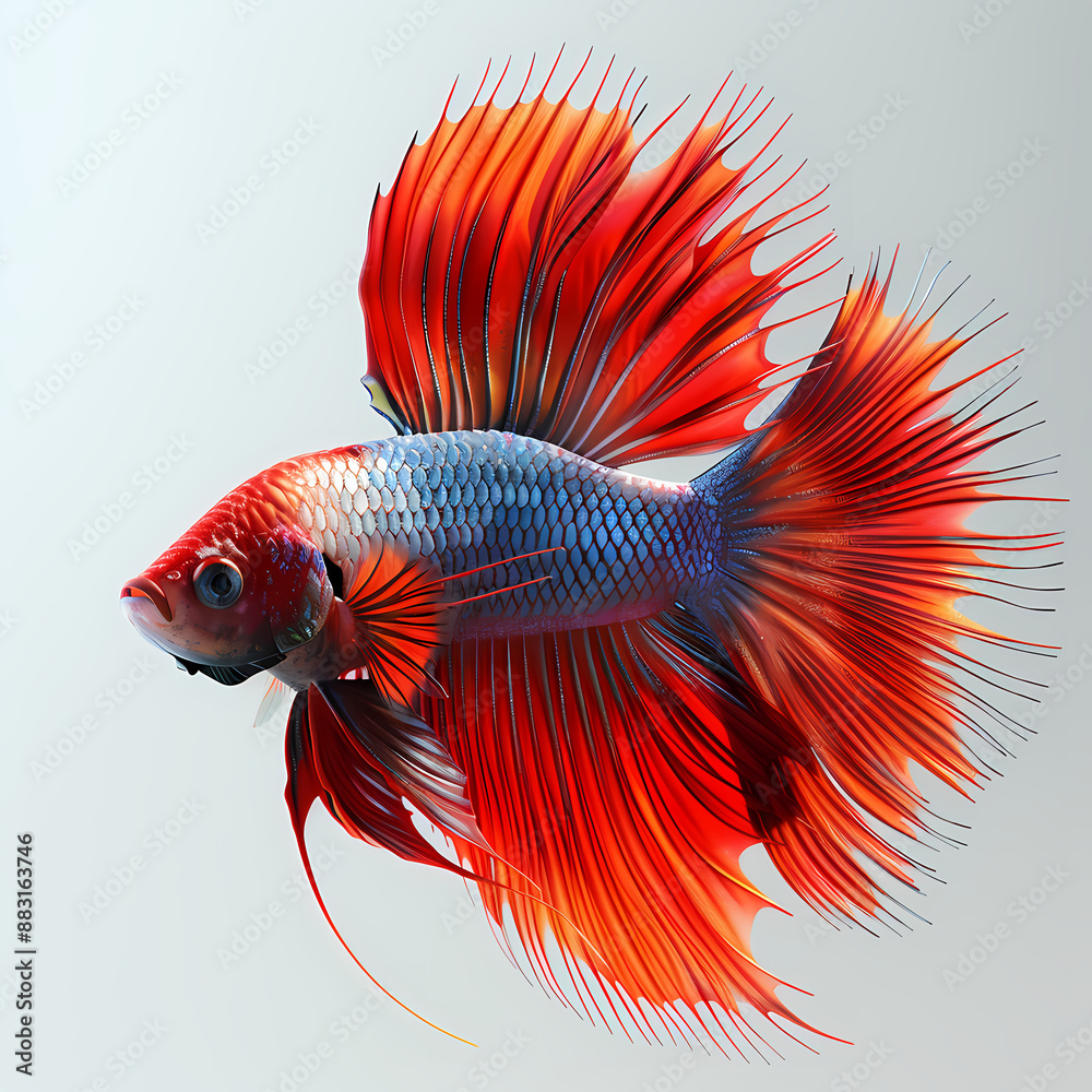 Fototapeta premium 3D fighting fish in white background vector image