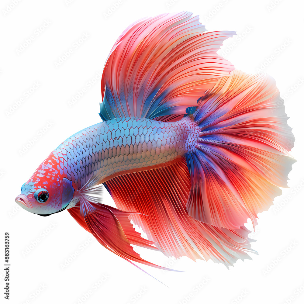 3D fighting fish in white background vector image 3D fighting fish in white background vector image