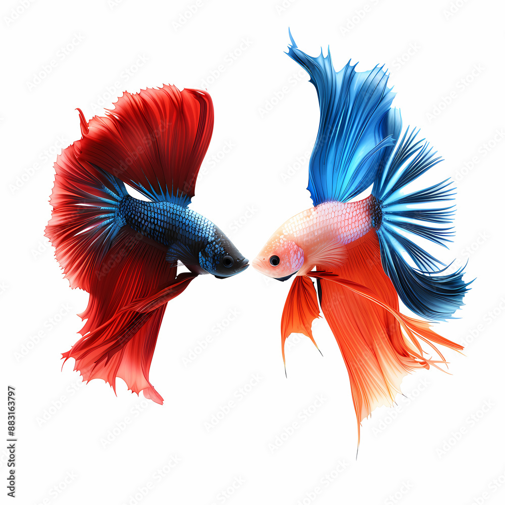 Fototapeta premium 3D fighting fish in white background vector image