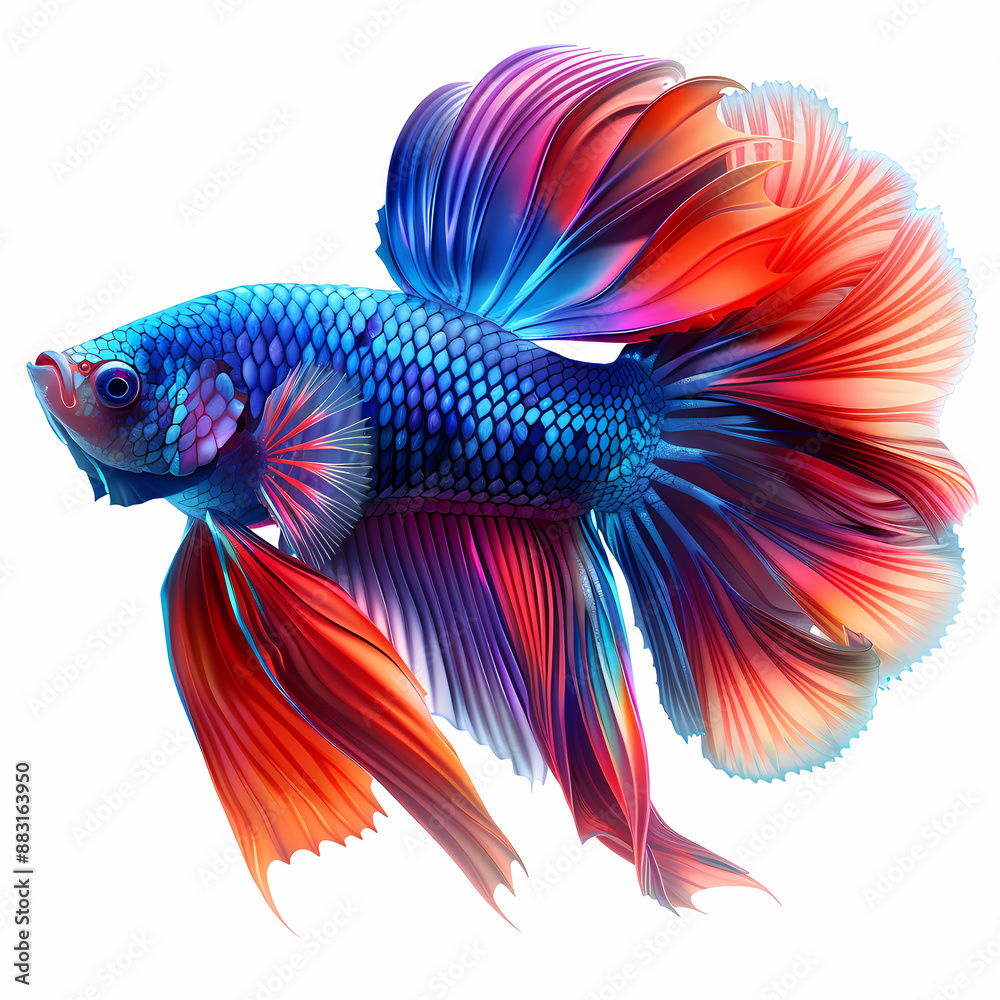 Fototapeta premium 3D fighting fish in white background vector image