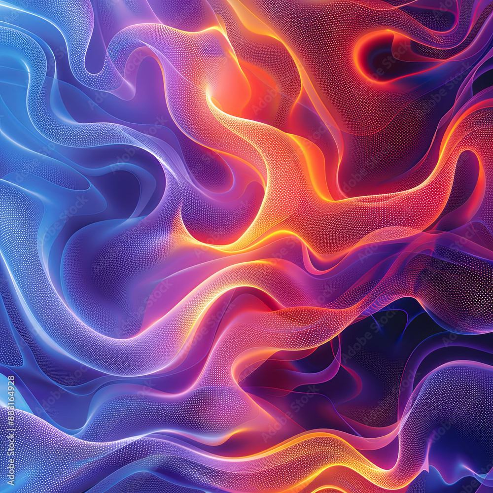 Obraz premium Abstract, Fluid, Flowing, Wave, Pattern, Colorful, Vibrant, Dynamic, Background, Texture, Digital Art, Modern, Trendy, Design Element