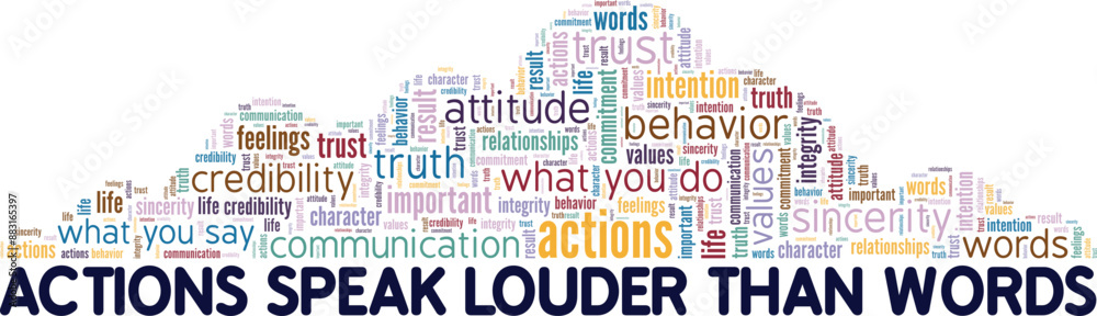 Actions Speak Louder Than Words word cloud conceptual design isolated on white background. Actions Speak Louder Than Words word cloud conceptual design isolated on white background.