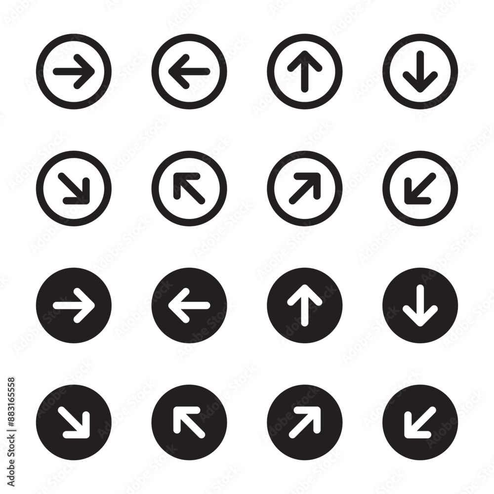 Arrow UI line icon set. Vector illustration Arrow UI line icon set. Vector illustration