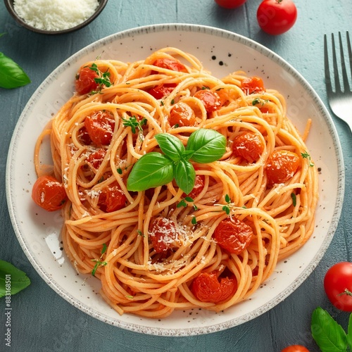 spaghetti al pomodoro pasta food, AI generated