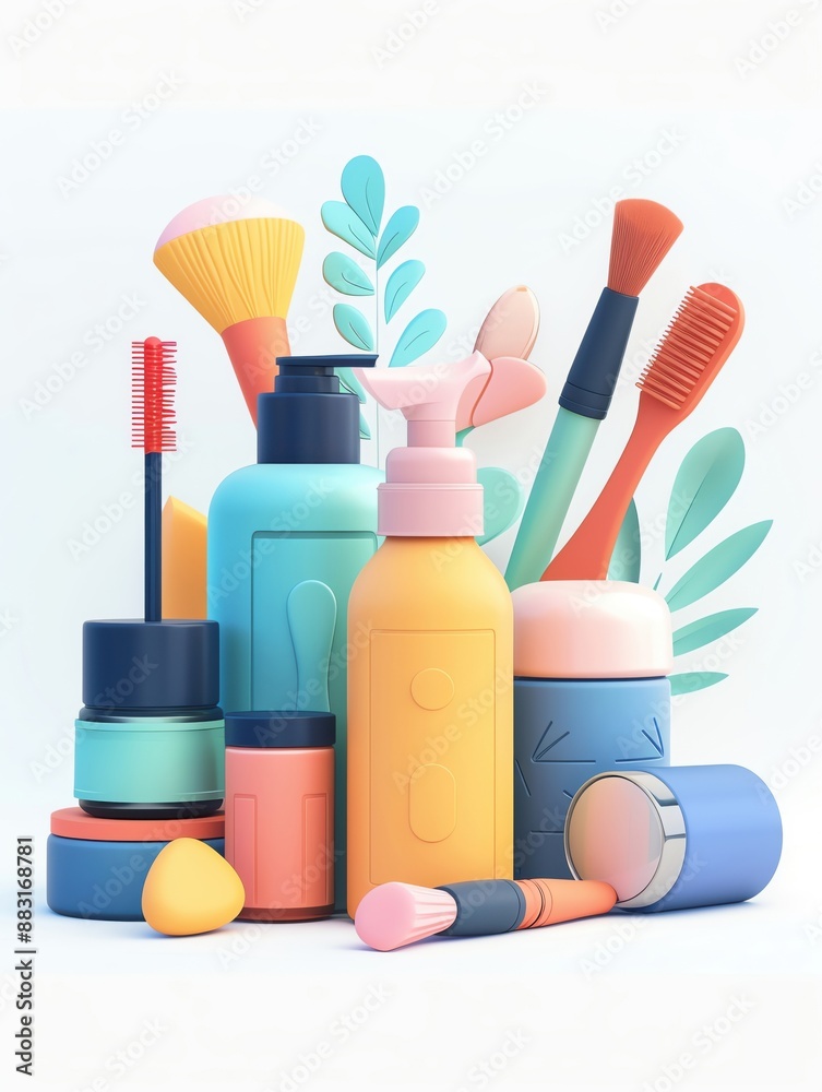 Simple vector icon illustration depicting a group of travel items at center for a website, isolated on a white background, 3D Rendering Simple vector icon illustration depicting a group of travel items at center for a website, isolated on a white background, 3D Rendering