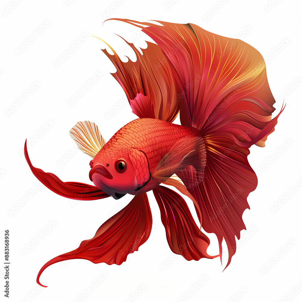 Fototapeta premium 3D fighting fish in white background vector image