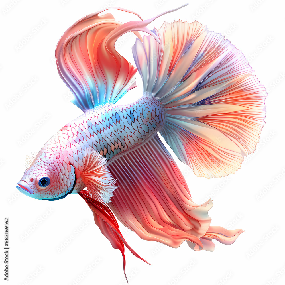 Fototapeta premium 3D fighting fish in white background vector image