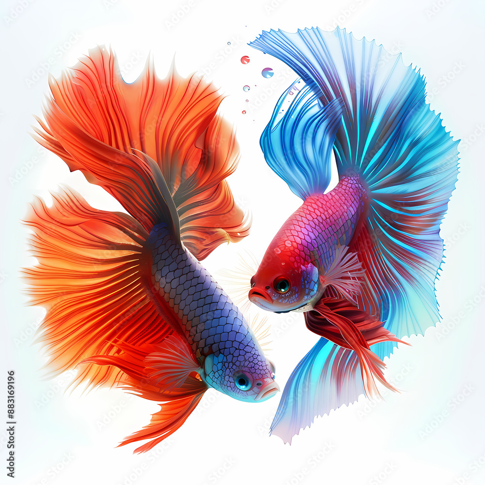 Fototapeta premium 3D fighting fish in white background vector image