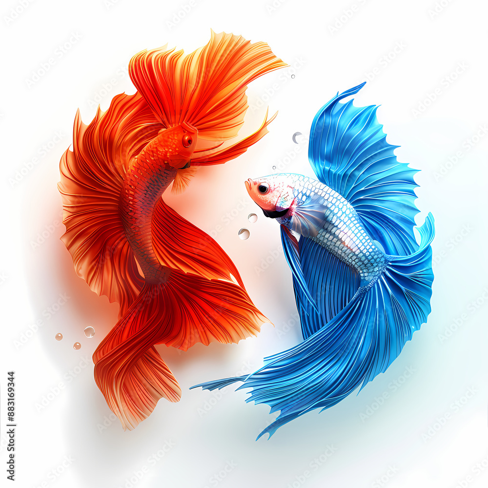 Fototapeta premium 3D fighting fish in white background vector image