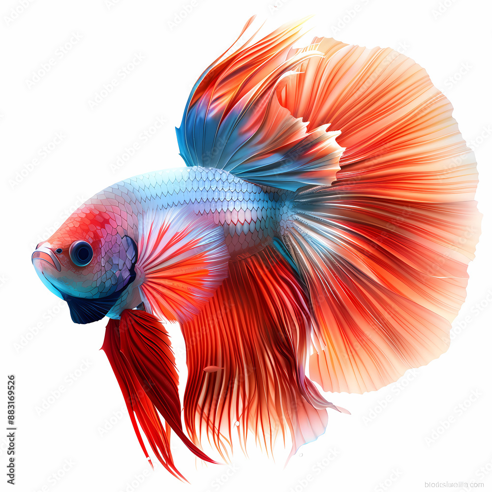 Fototapeta premium 3D fighting fish in white background vector image
