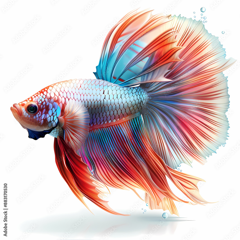 Fototapeta premium 3D fighting fish in white background vector image