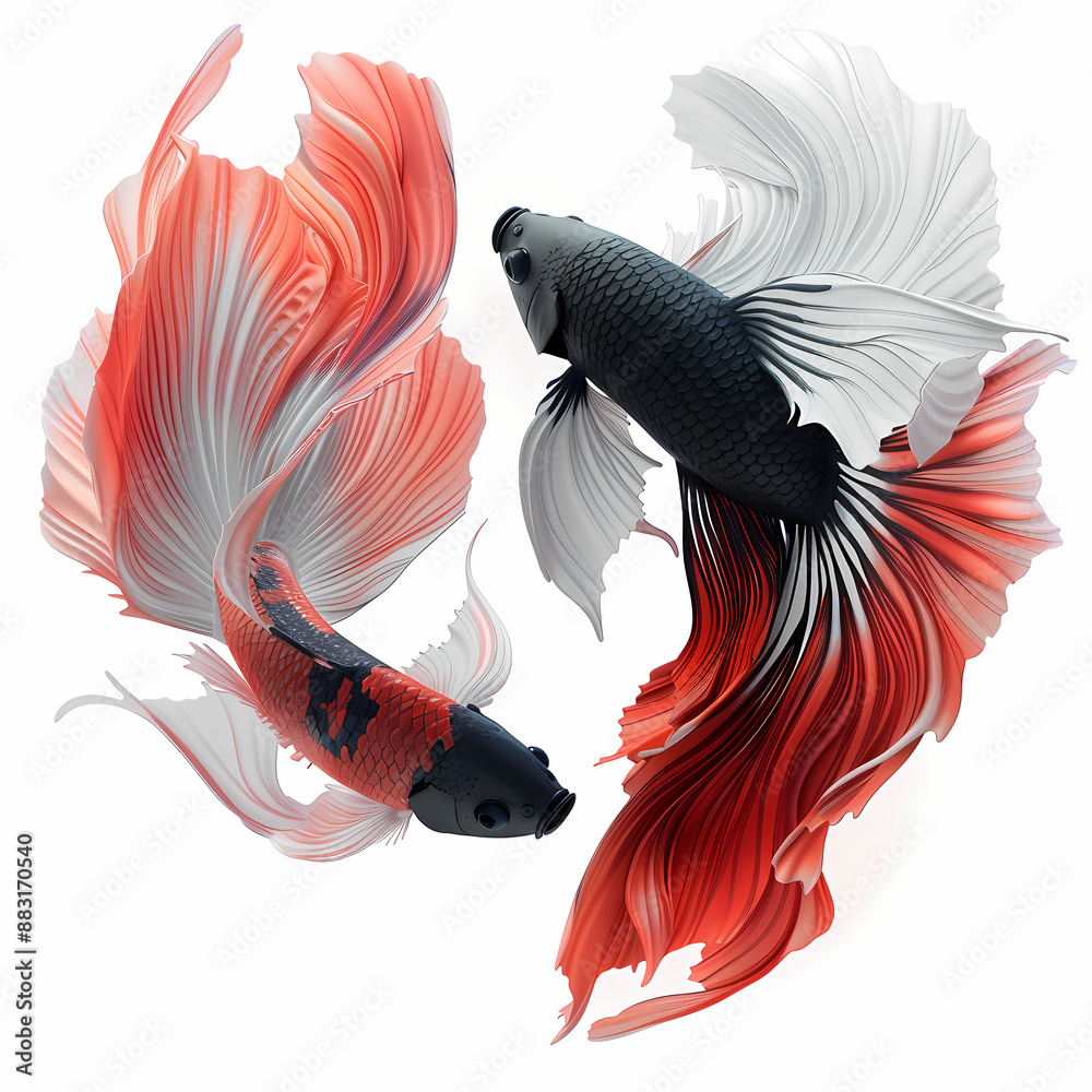 Fototapeta premium 3D fighting fish in white background vector image