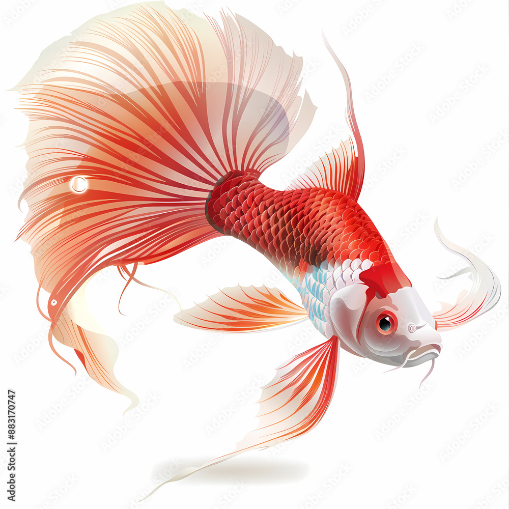 Fototapeta premium 3D fighting fish in white background vector image