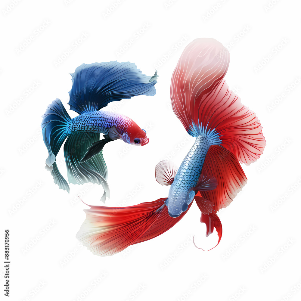 Obraz premium 3D fighting fish in white background vector image