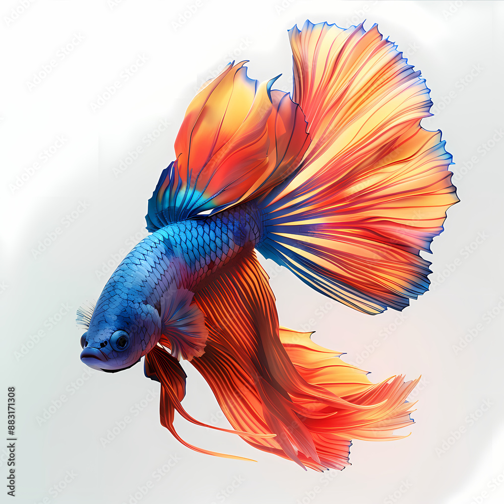Fototapeta premium 3D fighting fish in white background vector image