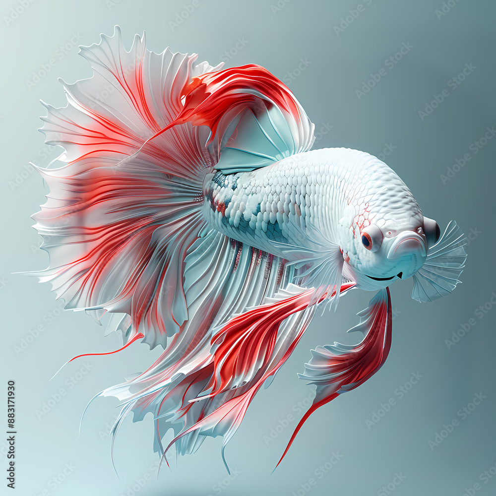 Obraz premium 3D fighting fish in white background vector image