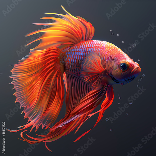 3D fighting fish in white background vector image