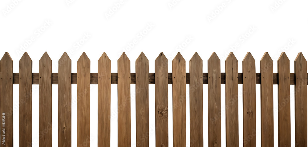 Wooden picket fence on a white background. Ideal for illustrating security, privacy, property, or suburban life. Wooden picket fence on a white background. Ideal for illustrating security, privacy, property, or suburban life.