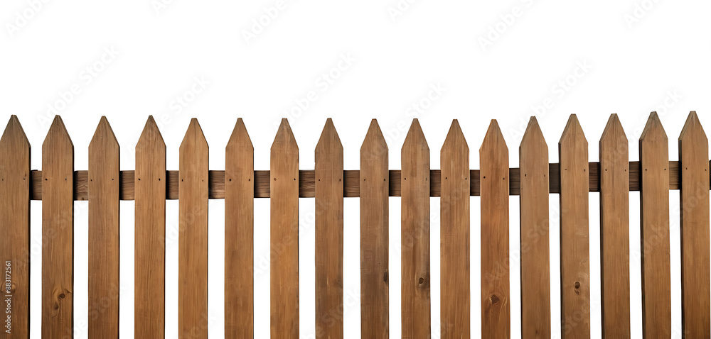Wooden picket fence on a white background. Ideal for illustrating security, privacy, property, or suburban life. Wooden picket fence on a white background. Ideal for illustrating security, privacy, property, or suburban life.