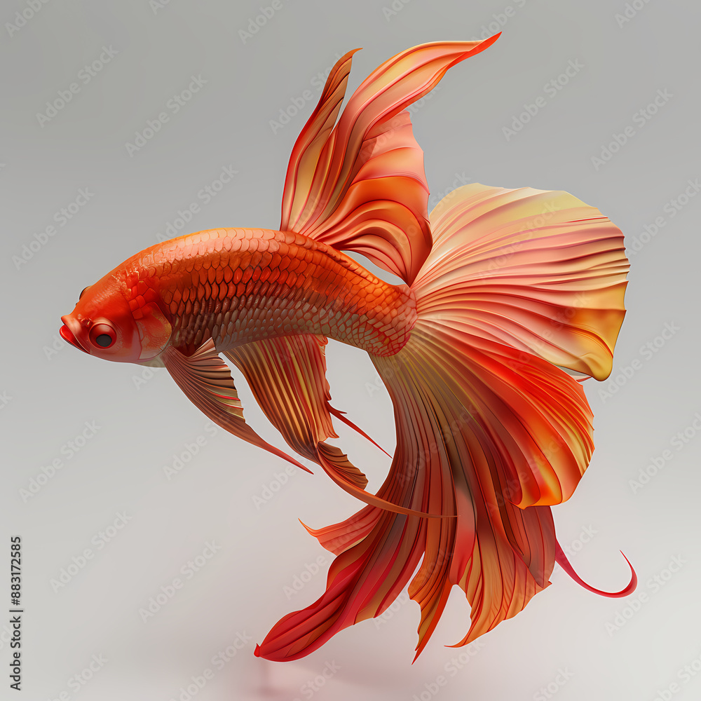Fototapeta premium 3D fighting fish in white background vector image