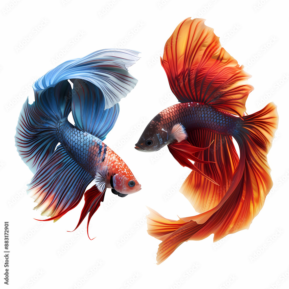 Fototapeta premium 3D fighting fish in white background vector image