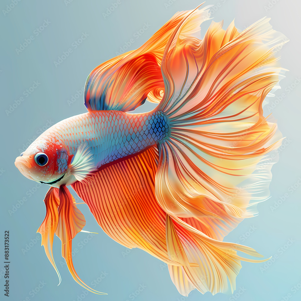 Fototapeta premium 3D fighting fish in white background vector image