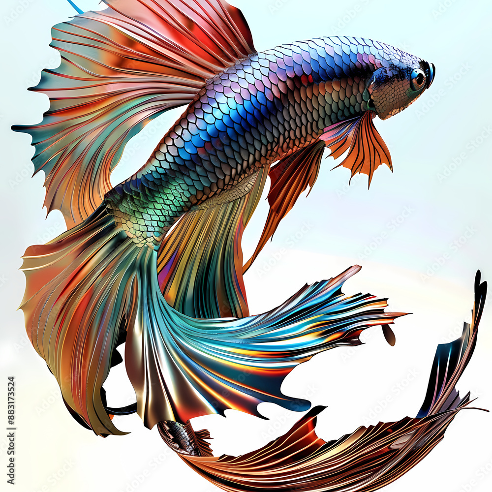 Fototapeta premium 3D fighting fish in white background vector image