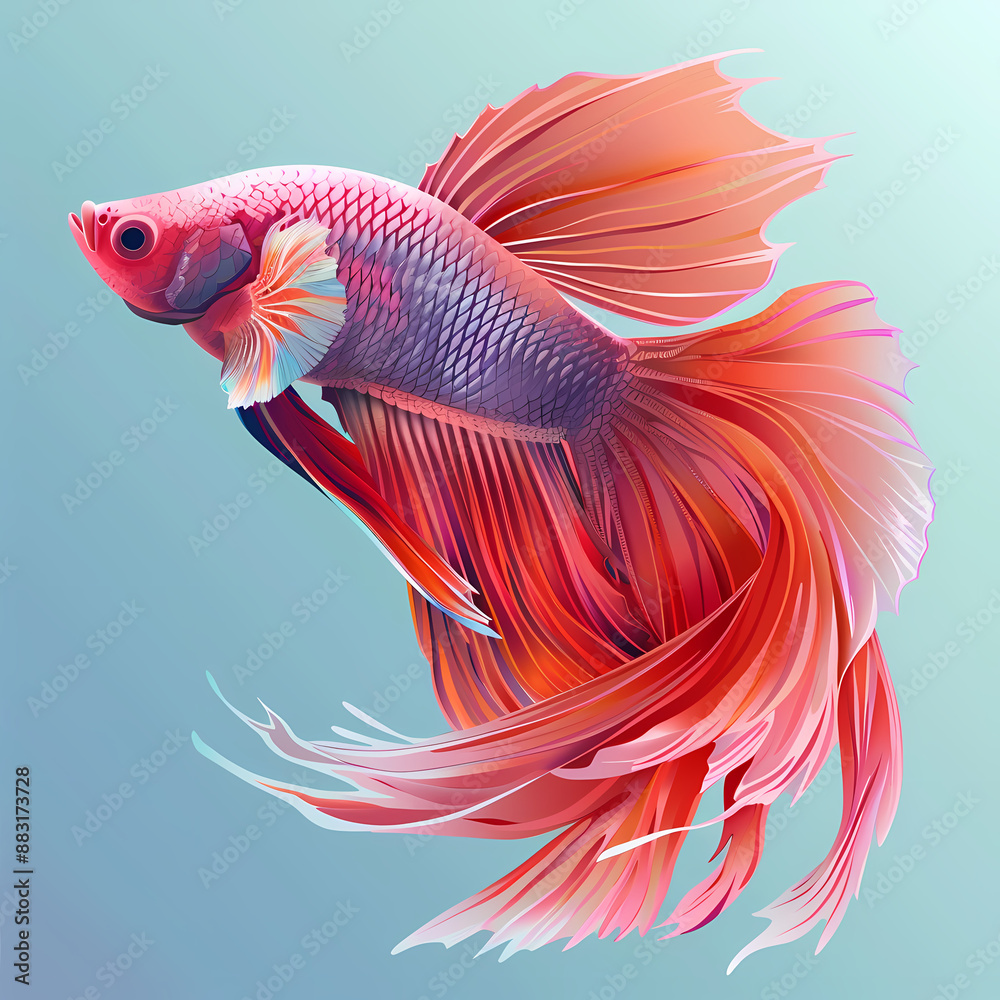 Fototapeta premium 3D fighting fish in white background vector image