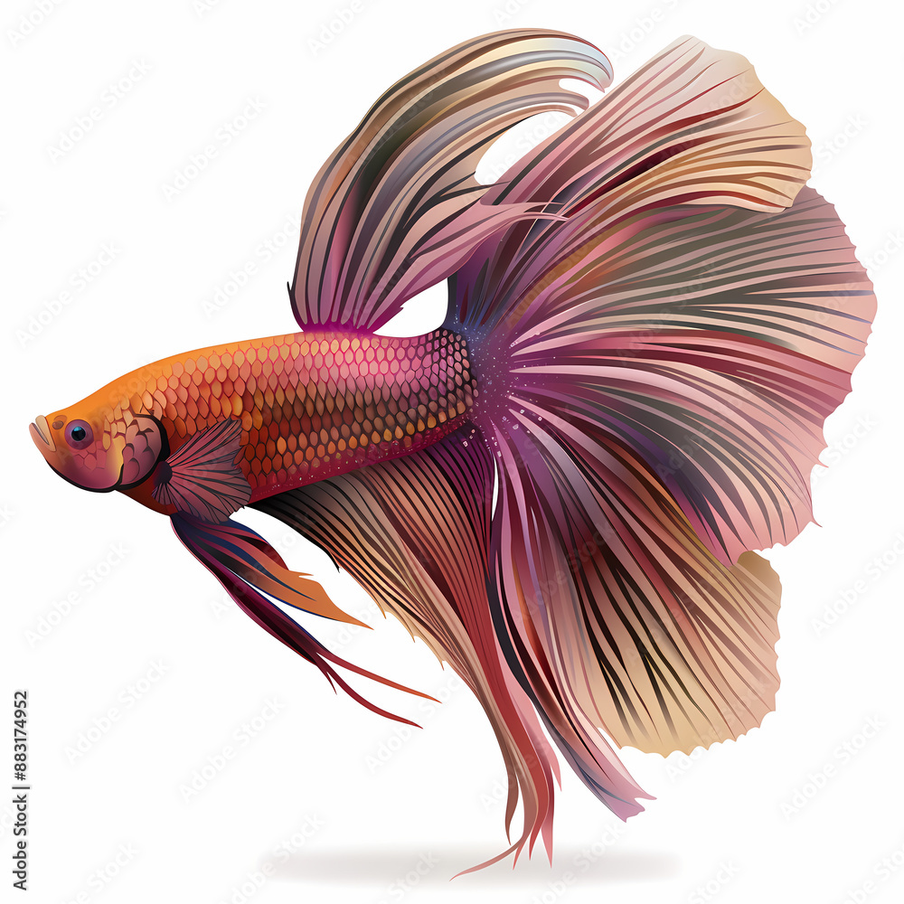 Fototapeta premium 3D fighting fish in white background vector image
