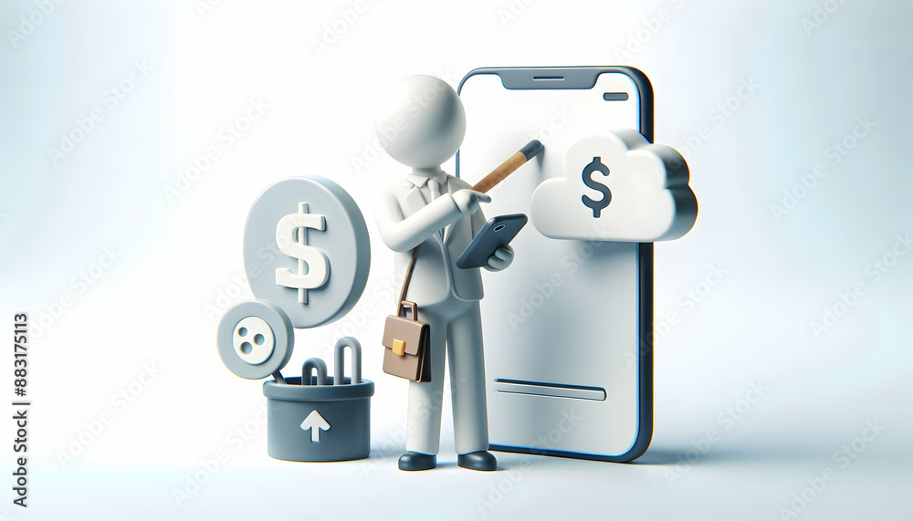 3D Flat Icon: Person Using Mobile App for Retirement Planning Concept on Isolated White Background Retirement Savings and Financial Security Design Element 3D Flat Icon: Person Using Mobile App for Retirement Planning Concept on Isolated White Background Retirement Savings and Financial Security Design Element