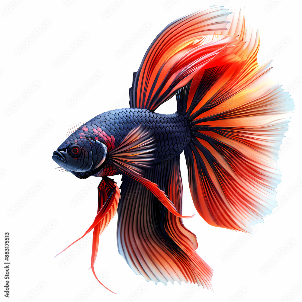 Fototapeta premium 3D fighting fish in white background vector image