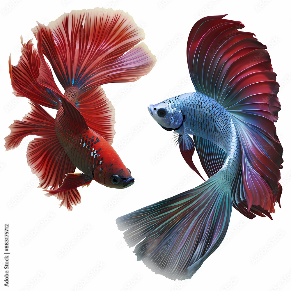 Fototapeta premium 3D fighting fish in white background vector image