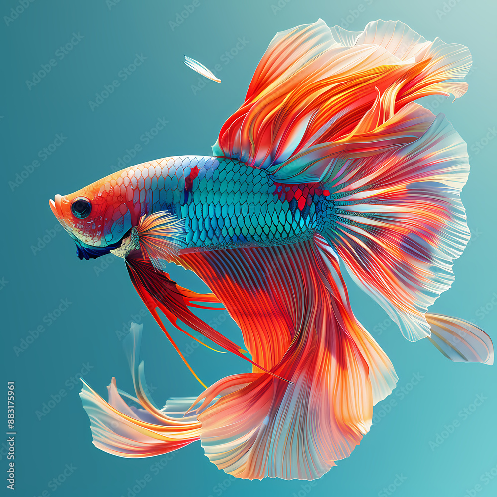 Fototapeta premium 3D fighting fish in white background vector image