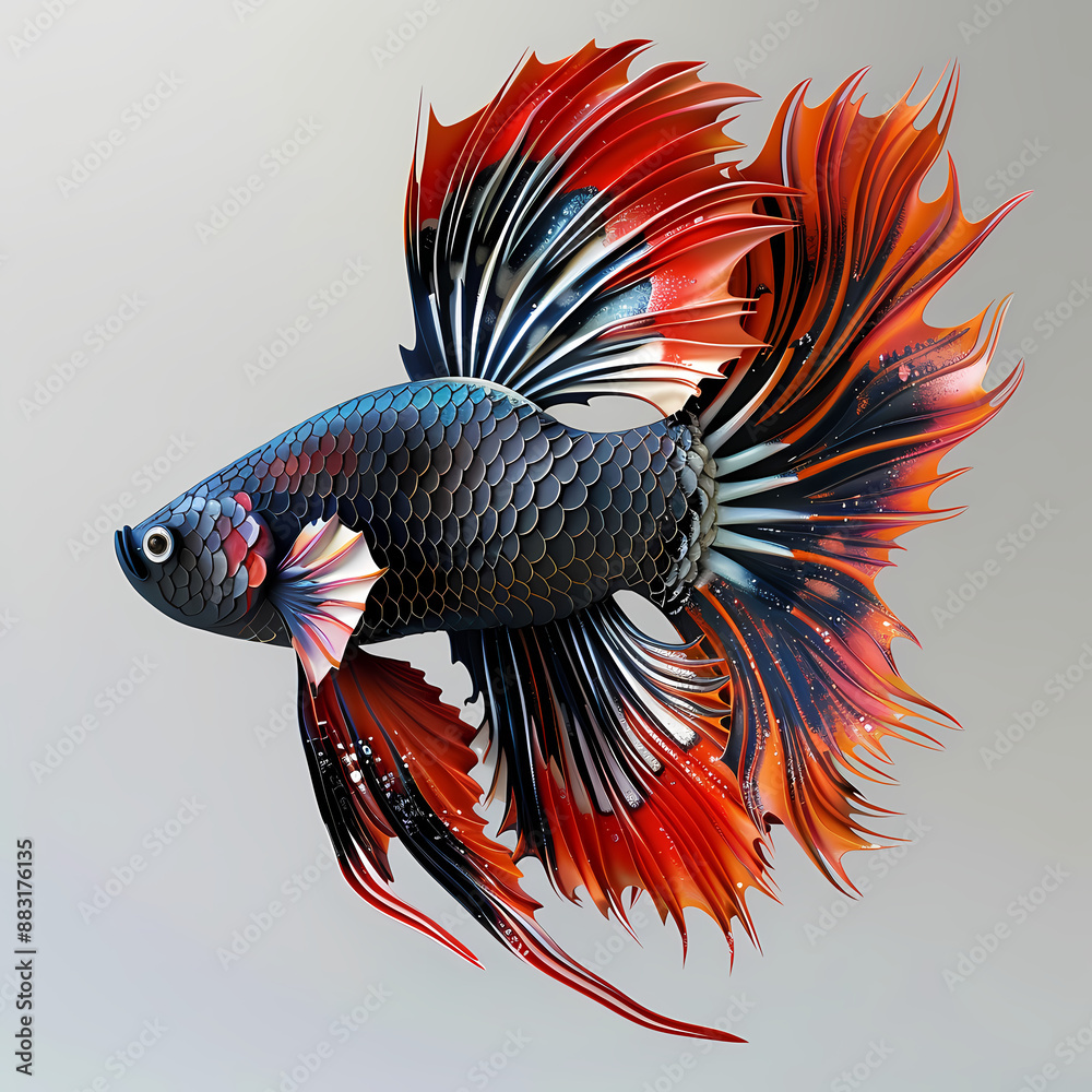 Fototapeta premium 3D fighting fish in white background vector image