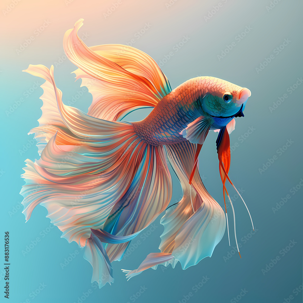 Fototapeta premium 3D fighting fish in white background vector image