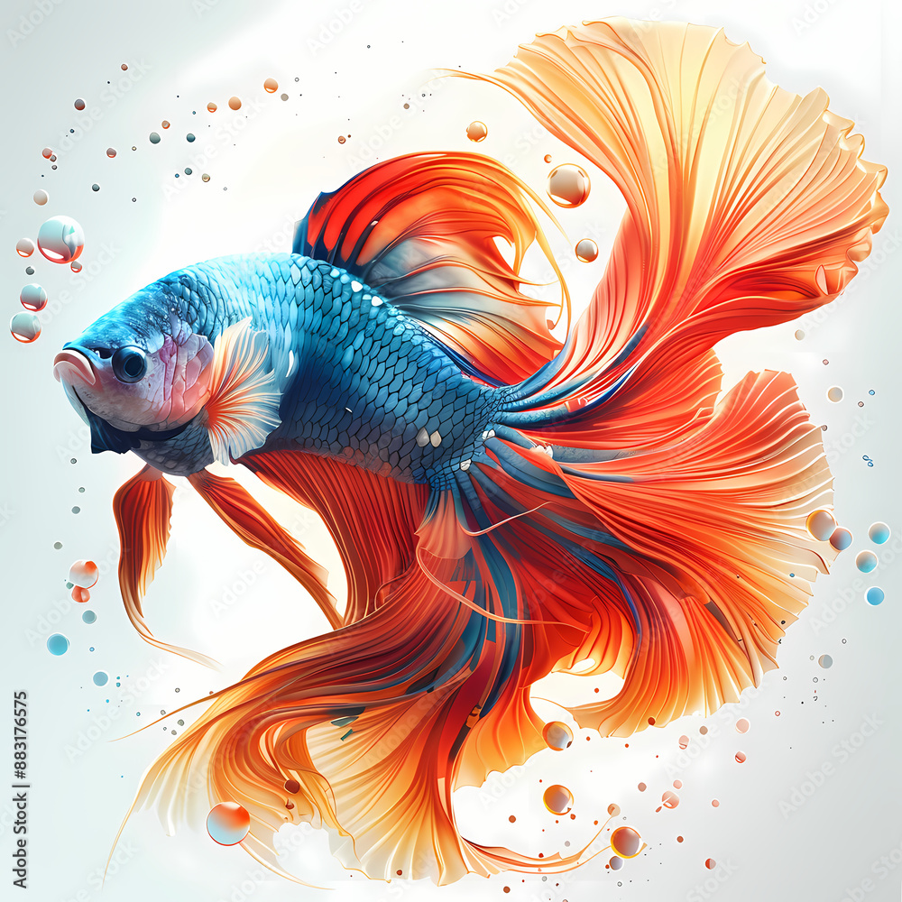 Fototapeta premium 3D fighting fish in white background vector image