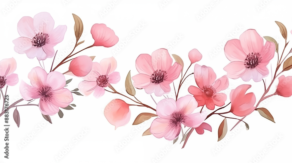 cute and beautiful pink flowers, white background cute and beautiful pink flowers, white background