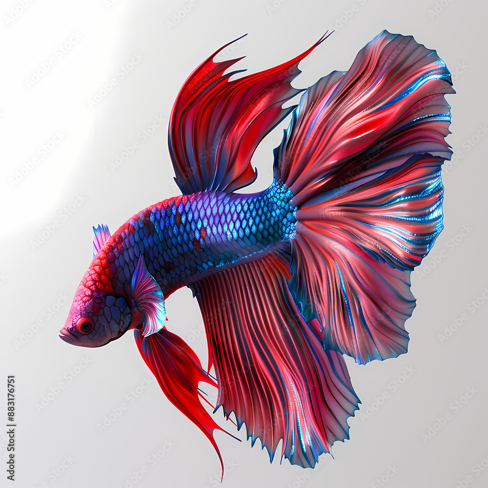 Fototapeta premium 3D fighting fish in white background vector image