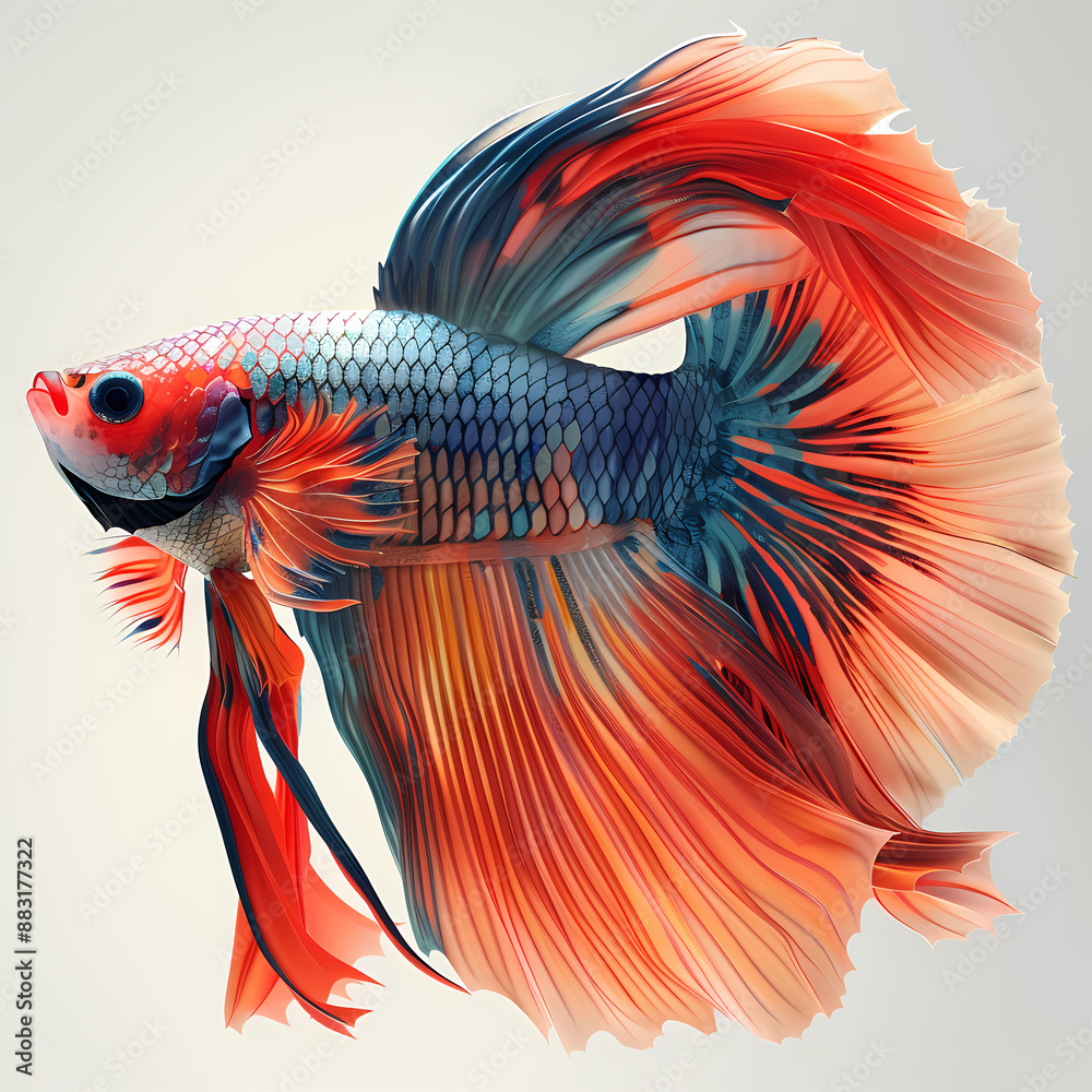 3D fighting fish in white background vector image 3D fighting fish in white background vector image
