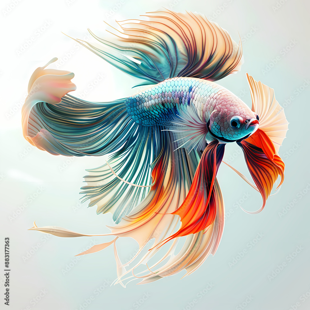Obraz premium 3D fighting fish in white background vector image