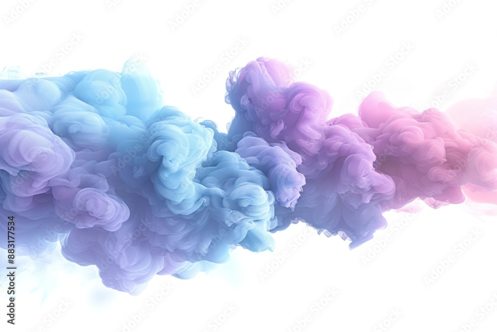 Abstract Blue, Purple, and Pink Ink Swirls Against White Background Abstract Blue, Purple, and Pink Ink Swirls Against White Background