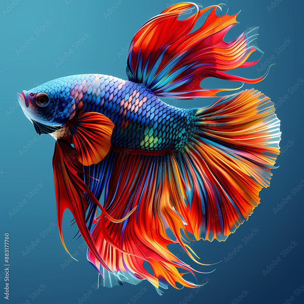 Fototapeta premium 3D fighting fish in white background vector image
