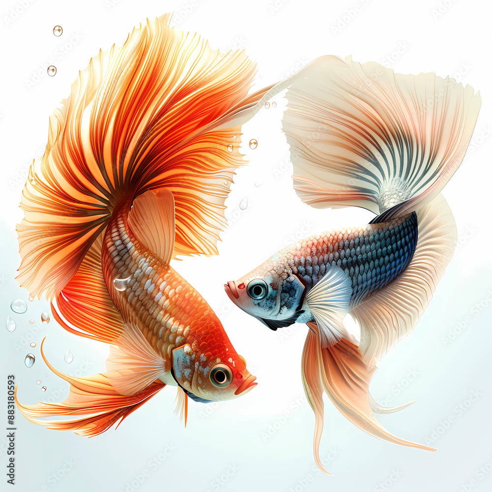 Fototapeta premium 3D fighting fish in white background vector image