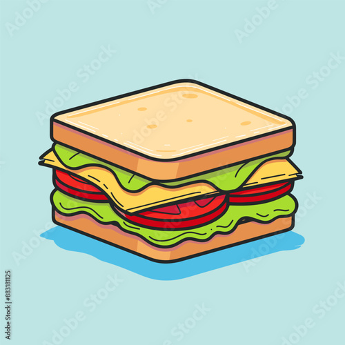 Sandwich cheeseburger cheese burger floating cartoon vector icon logo illustration fast food flat cartoon drawing art isolated background